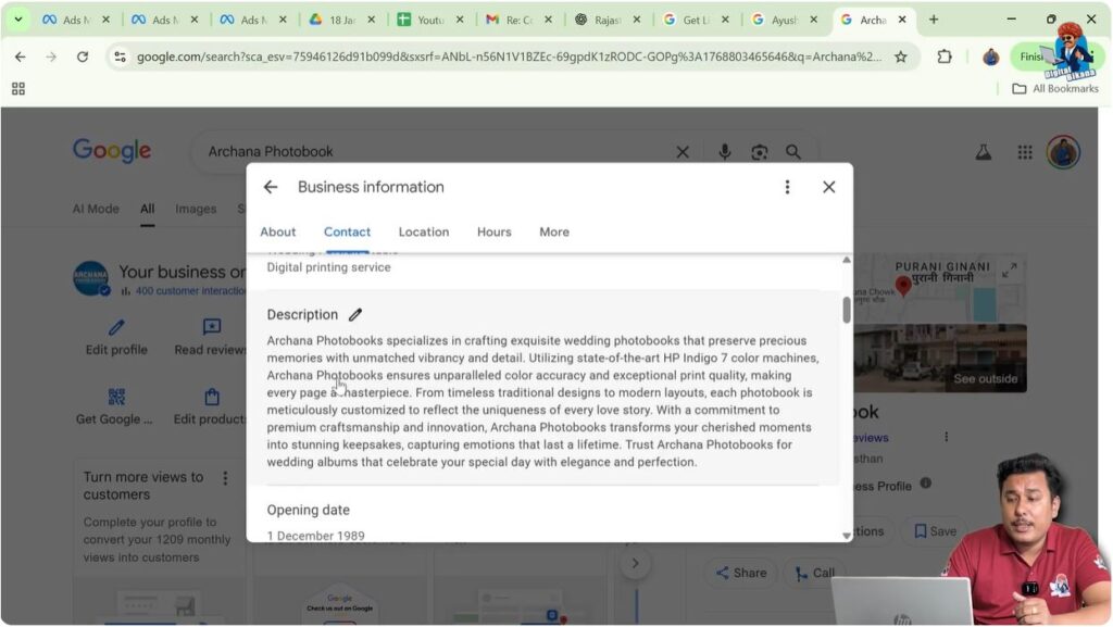 Writing keyword-rich business description in Google My Business profile for better relevance