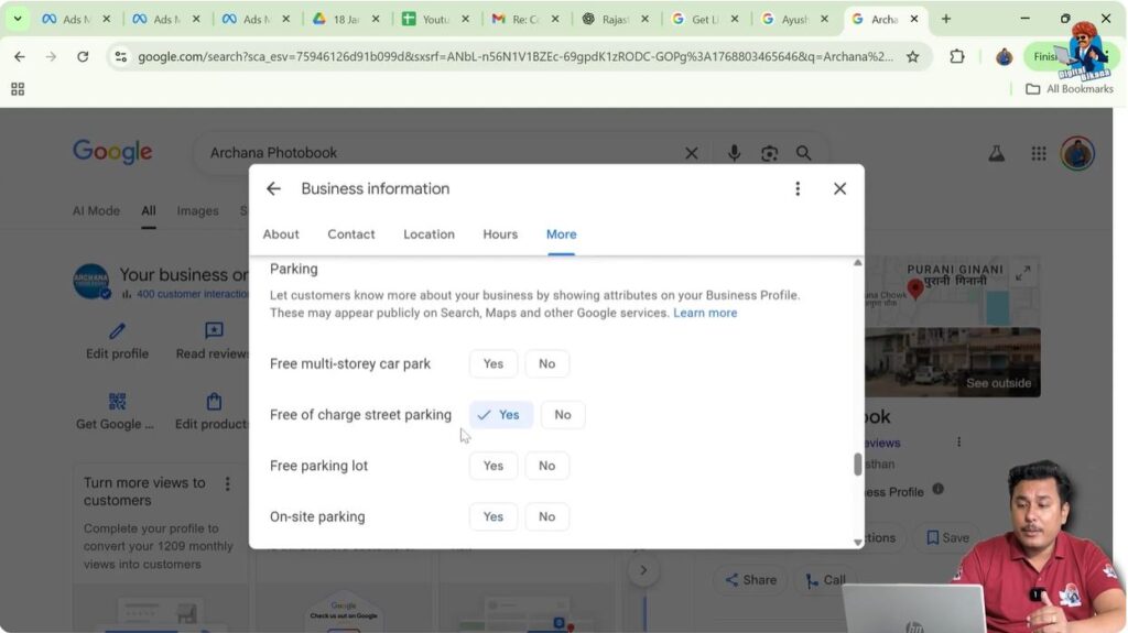 Adding parking availability details in Google My Business business profile