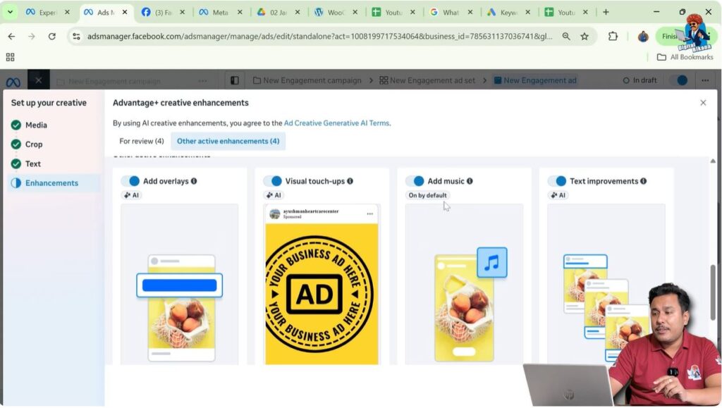 Adding background music to ad creative using Advantage+ Creative