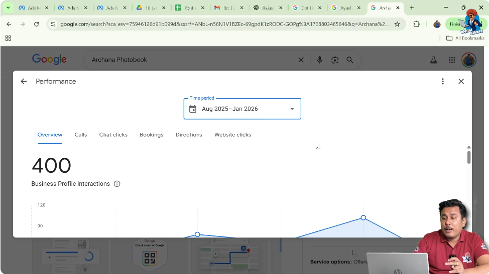 Viewing calls, chats, directions, and interactions in Google My Business performance section
