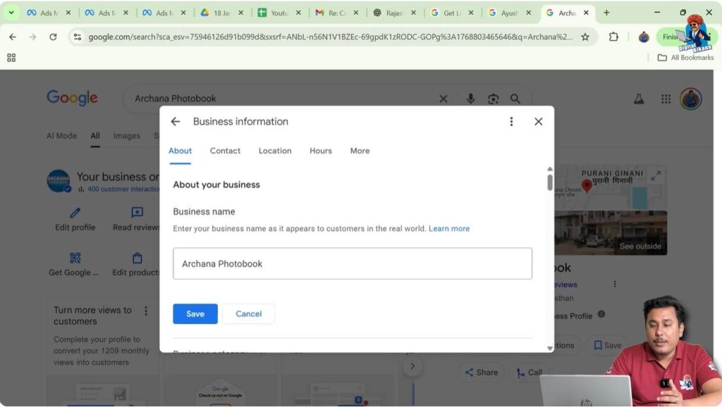 Editing and correcting business name in Google My Business profile settings