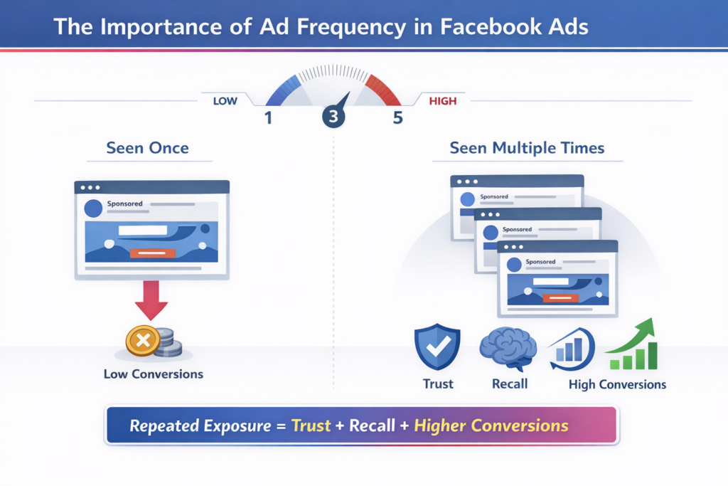 Increase ad frequency to build trust and improve Facebook ads conversion rate