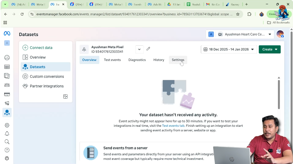Open Meta Pixel settings to connect pixel with ad account manually