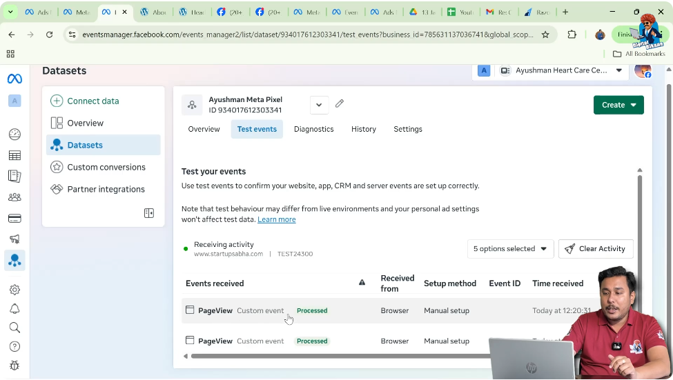 Return to Events Manager to check processed Facebook Pixel events
