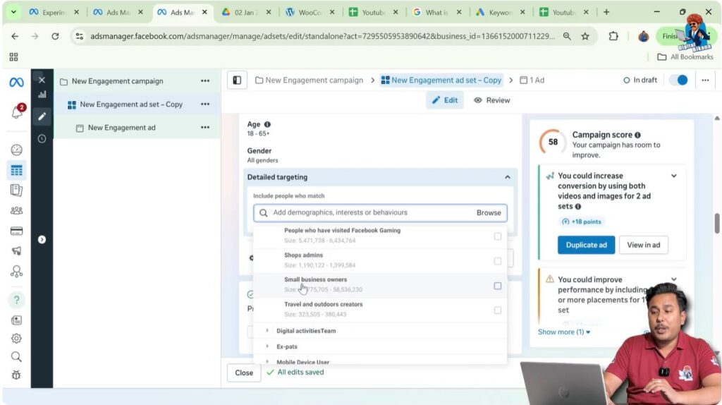 Small business owner and creator behavior targeting in Meta Ads