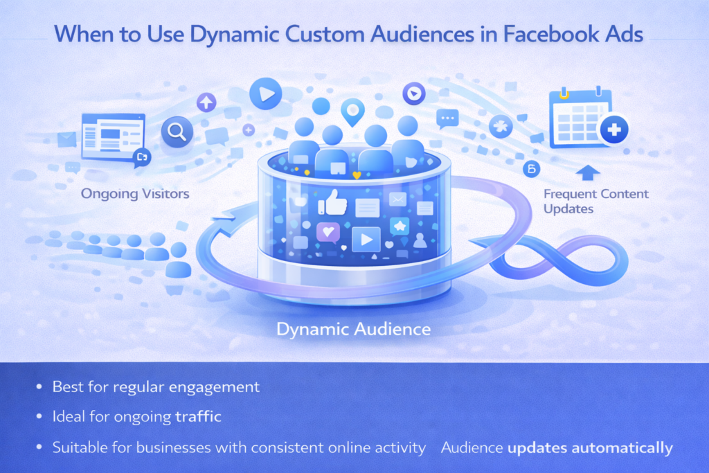 Using dynamic custom audience for continuous Facebook, Instagram, and website engagement tracking