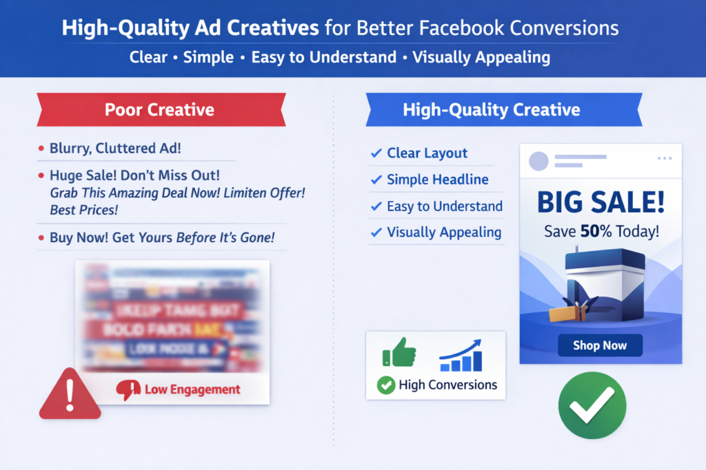 Use high quality ad creatives and UGC content to increase Facebook ads conversion rate