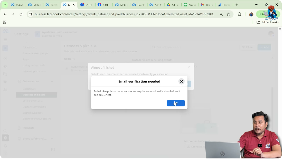 Verify business email while connecting Meta Pixel to ad account