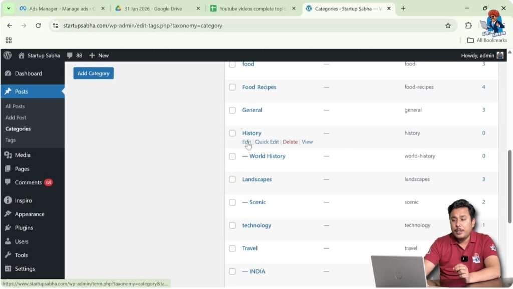Edit Categories