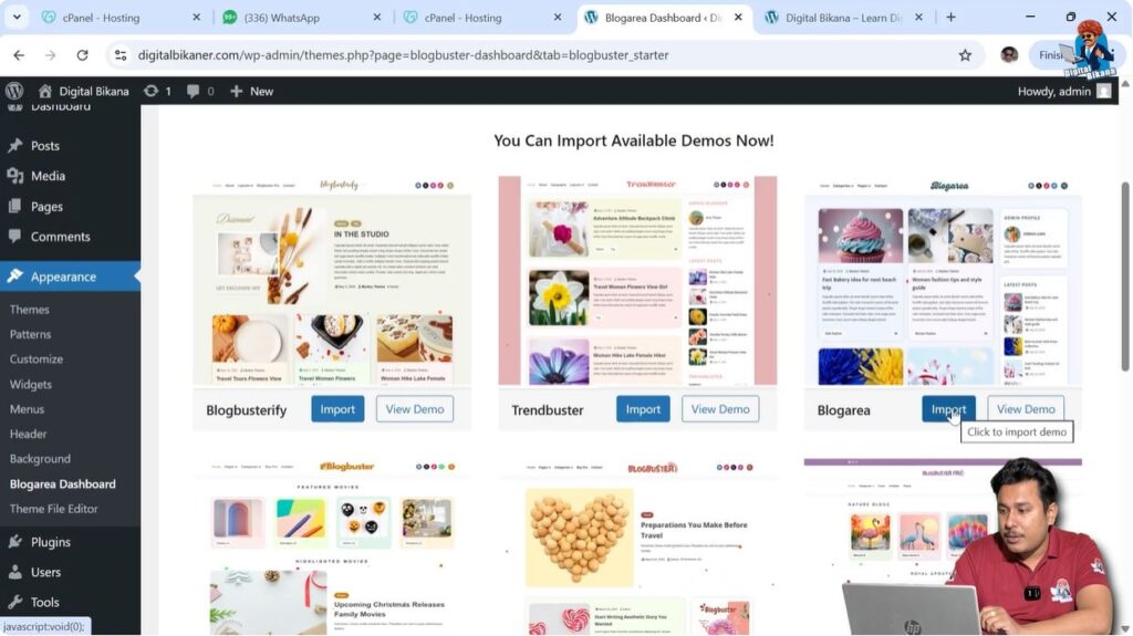 Importing demo content for WordPress theme setup