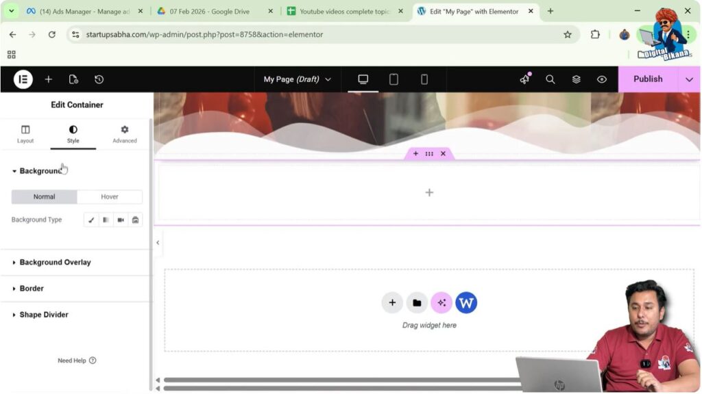 Open Background Section
