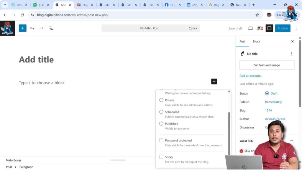 Scheduling blog post publish date in WordPress editor