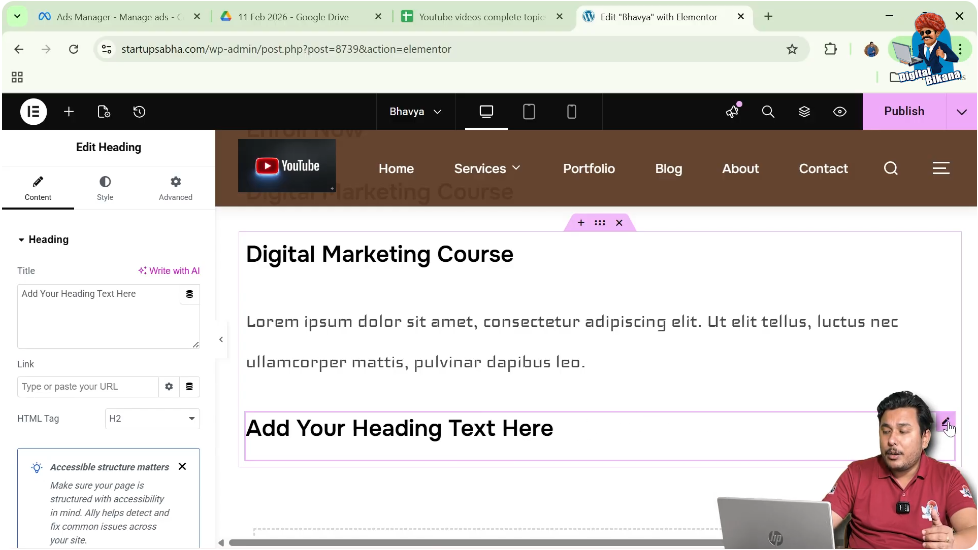 Click on Subheading