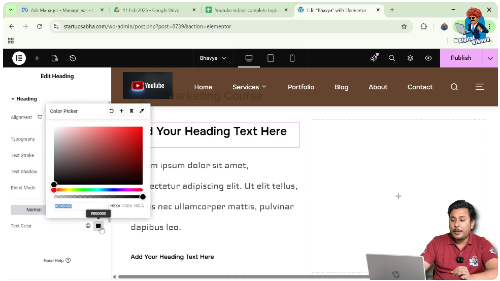 Click on Text Color