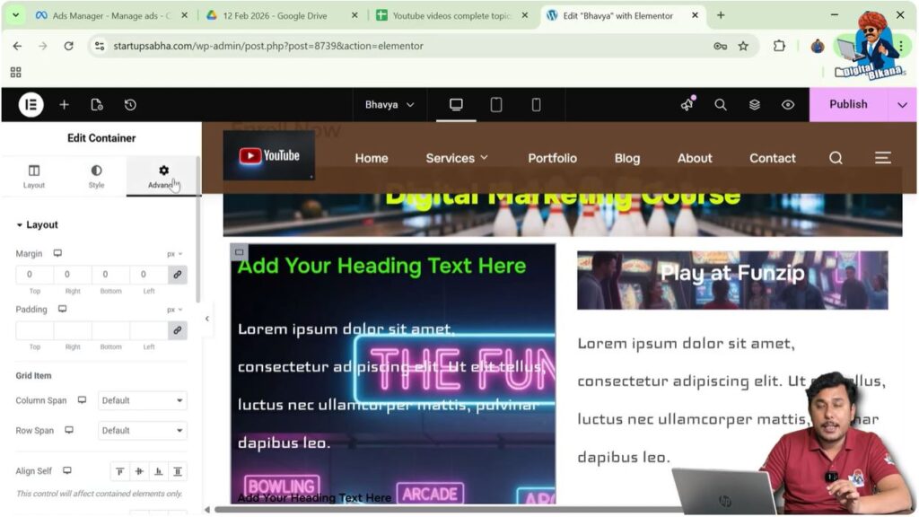 Open Advanced Tab